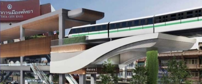 Architektenentwurf der Skytrain-Station an der Pattaya City Hall. Foto: We Love Pattaya