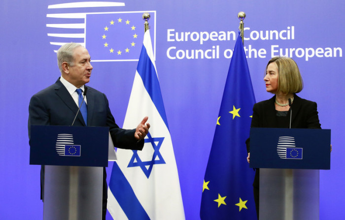 Die EU-Außenminister treffen sich mit dem israelischen Premierminister Benjamin Netanjahu in Brüssel. Foto: epa/Olivier Hoslet
