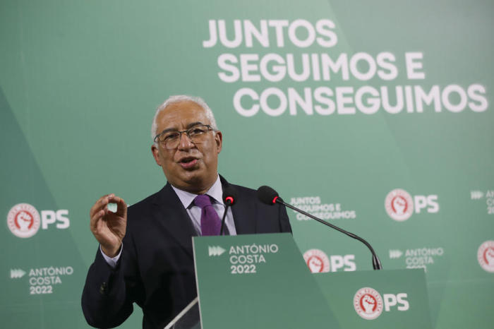 Der Generalsekretär der Sozialistischen Partei Portugals, Antonio Costa, hält eine Rede während einer Wahlkampfveranstaltung in Machico. Foto: epa/Homem De Gouveia
