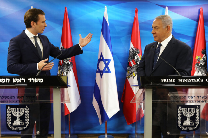 Der österreichische Kanzler Sebastian Kurz (l.) und der israelische Ministerpräsident Benjamin Netanjahu (r.). Foto: epa/Ammar Awad