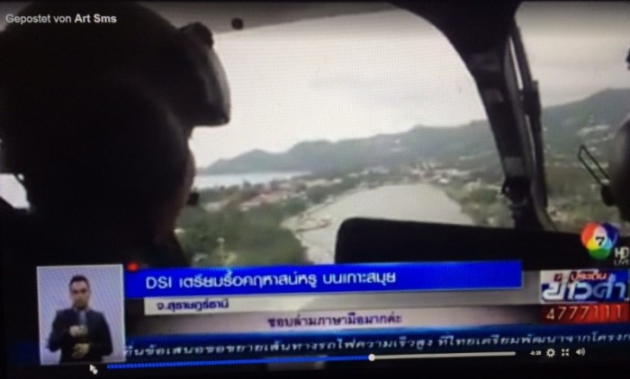 Helikopter-Erkundungsflüge von Armee und Polizei über Koh Samui: Nicht alle auf Filmmaterial gezeigten Immobilien in den Bergen sind Gegenstand polizeilicher Ermittlungen.
