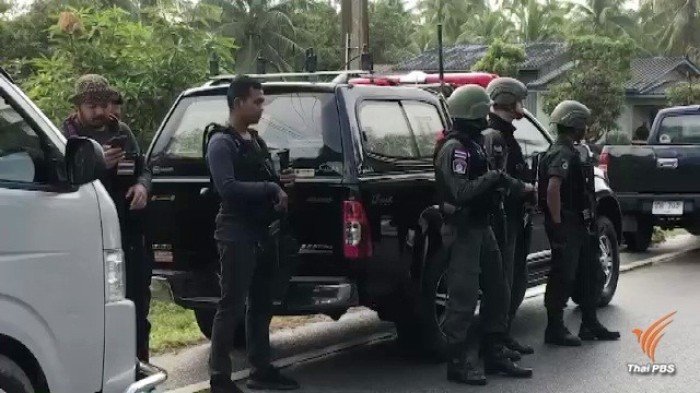 Sicherheitskräfte am Tatort in Pattani. Foto: Thai Pbs