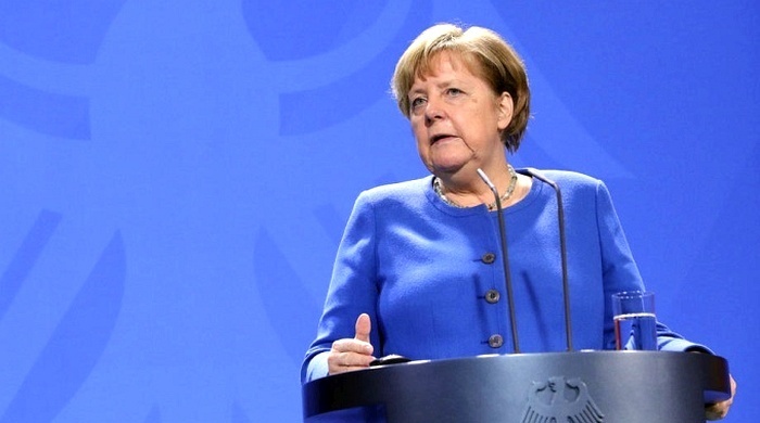 Bundeskanzlerin Angela Merkel im Kanzleramt in Berlin. Foto: epa/Omer Messinger