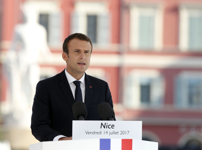  Präsident Emmanuel Macron in Nizza. Foto: epa/Sebastien Nogier