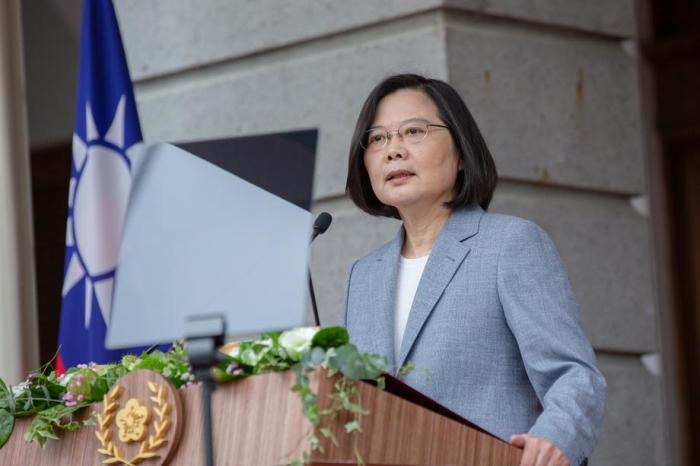 Taiwans Präsidentin Tsai Ing-wen hielt nach der Vereidigungszeremonie während der Amtseinführung in Taipeh eine Rede. Foto: epa/Taiwan Presidential Office