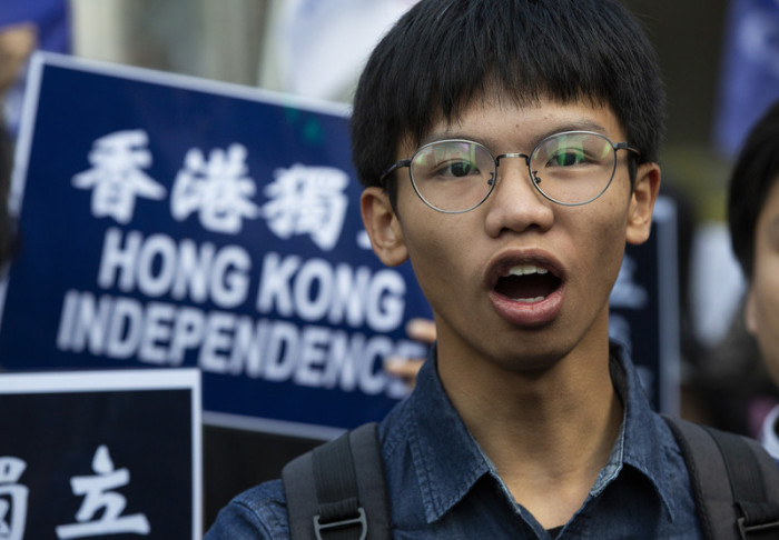Tony Chung Hon-lam, Führer der pro-hong Kong Unabhängigkeitsgruppe. Foto: epa/Alex Hofford