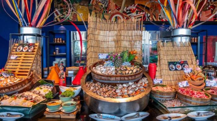 Das ideenreich arrangierte Meeresfrüchtebuffet ist ein Genuss für alle Sinne. Foto: Siam@Siam Design Hotel Pattaya