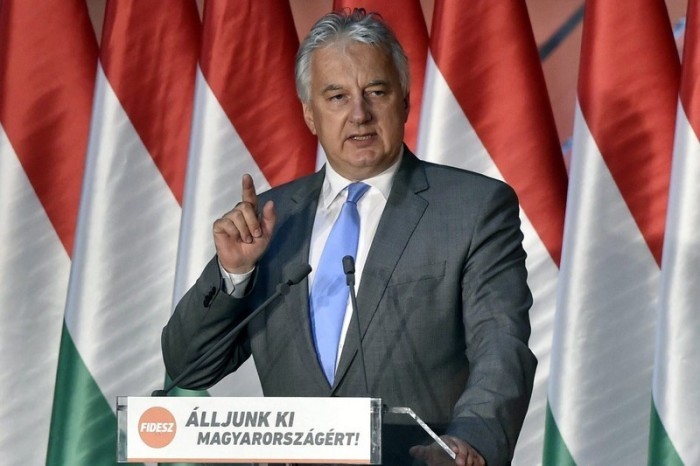 Der ungarische Vizepremierminister für nationale Politik Zsolt Semjen hält seine Rede in Budapest. Foto: epa/Zoltan Mathe