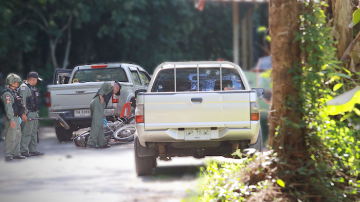 Sicherheitskräfte am Tatort in der Provinz Yala. Foto: The Nation