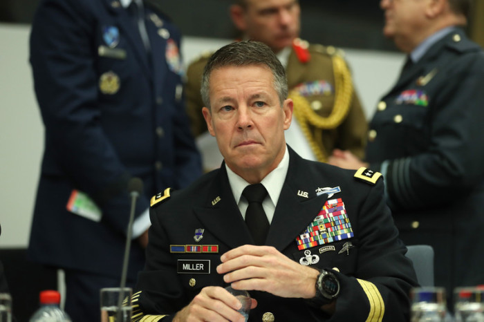 Befehlshaber der US-Armee, General Austin Scott Miller, während einer Sitzung des Nordatlantikrats und von Resolute Support bei der NATO. Foto: epa/Francisco Seco