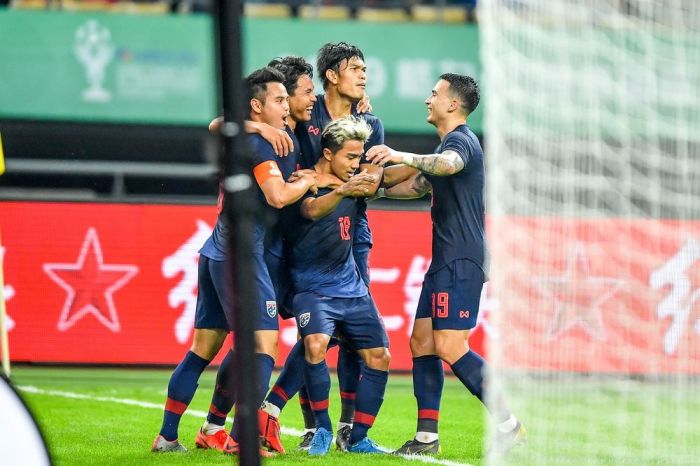 Thailands Spieler feiern ihren Sieg über China. Foto: The Nation