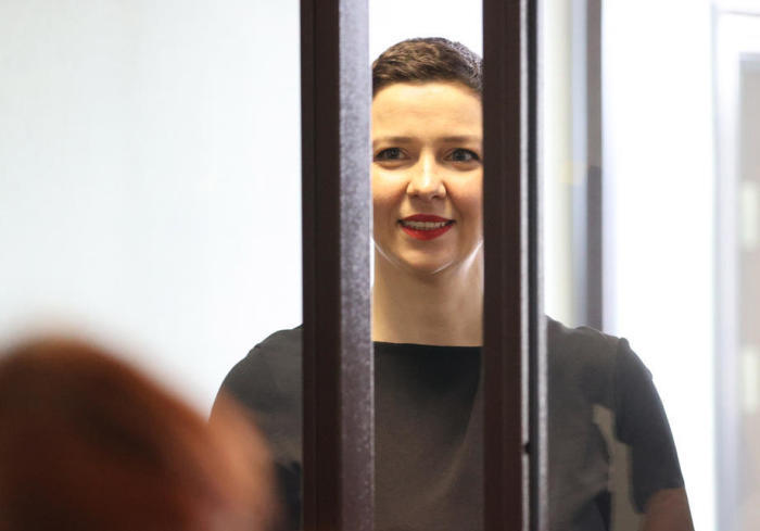 Die weißrussische Oppositionspolitikerin Maria Kolesnikova während einer Gerichtsverhandlung in Minsk. Foto: epa/Ramil Nasibulin / Belta Handout