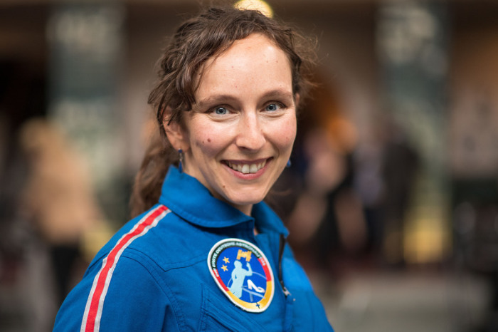 Suzanna Randall, damals Trainee der Initiative «Die Astronautin», aufgenommen während eines Pressetermins zur Fitnessmesse Fibo. Foto: Marius Becker/Dpa