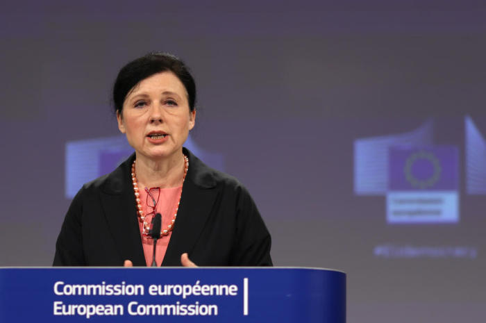 Vizepräsidentin der Europäischen Kommission, zuständig für Werte und Transparenz Vera Jourova. Foto: epa/Kenzo Tribouillard