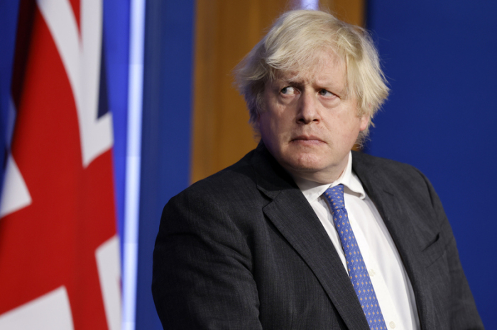 Boris Johnson, Premierminister von Großbritannien, nimmt an einer Pressekonferenz zum Coronavirus teil. Foto: Tolga Akmen