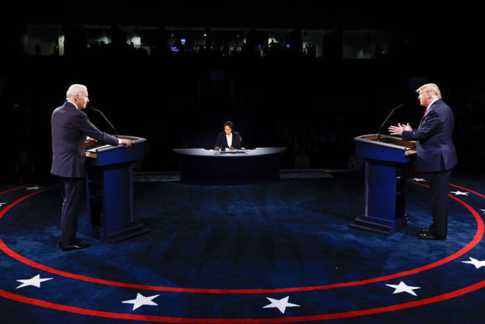 Finale Präsidentschaftsdebatte zwischen US-Präsident Donald J. Trump und dem Kandidaten der Demokraten Joe Biden an der Belmont-Universität. Foto: epa/Morry Gash