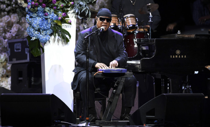 Stevie Wonder im April 2019 während Nipsey Hussle's Celebration of Life im Staples Center in Los Angeles. Foto: epa/Kevork Djansezian