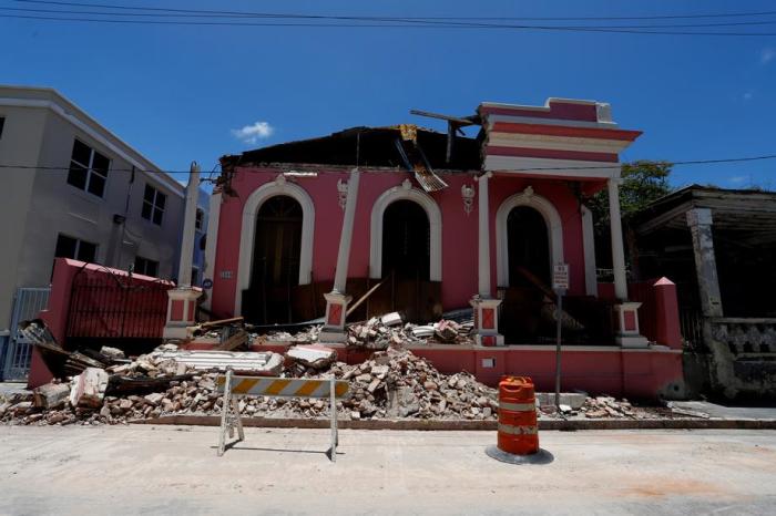 Ansicht der vom Erdbeben betroffenen historischen Strukturen im Zentrum von Ponce, Puerto Rico, 02. Mai 2020. Foto: epa/Thais Llorca