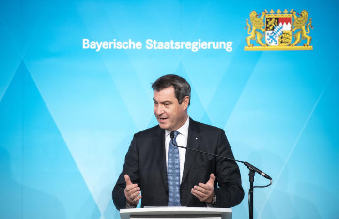 Der bayerische Ministerpräsident Markus Soeder spricht während einer Pressekonferenz in München. Foto: epa/Lukas Barth-tuttas