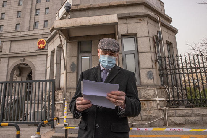 Der Kanadier Michael Kovrigs Prozess in Peking. Foto: epa/Roman Pilipey