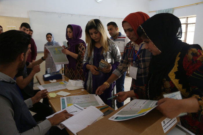 Eine Wahlstation in der autonomen Region Kurdistan im Irak. Foto: epa/Gailan Haji