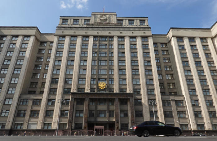 Ansicht des Gebäudes der Staatsduma in Moskau. Foto: epa/Maxime Schipenkow