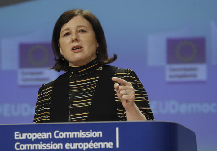 Die EU-Kommissarin für Werte und Transparenz Vera Jourova. Foto epa/OLIVIER HOSLET