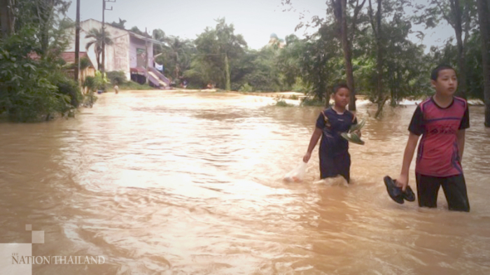 Land unter in der Provinz Songkhla im tiefen Süden des Landes. Foto: The Nation