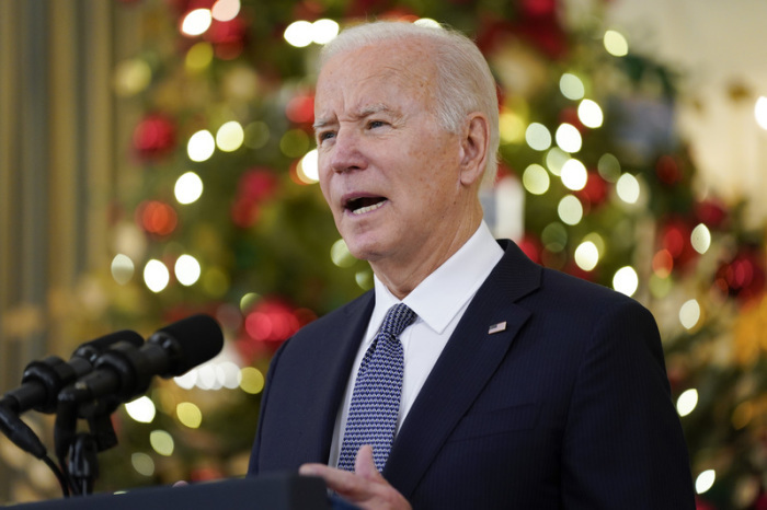 Joe Biden, Präsident der USA, hält eine Rede zum Arbeitsmarktbericht für November im State Dining Room des Weißen Hauses. Foto: Evan Vucci/Ap/dpa