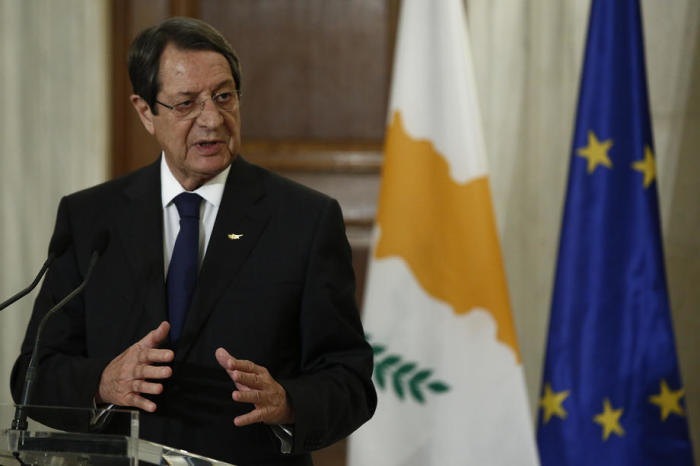 Zyperns Präsident Nikos Anastasiadis spricht während einer Pressekonferenz. Foto: epa/Yannis Kolesidis
