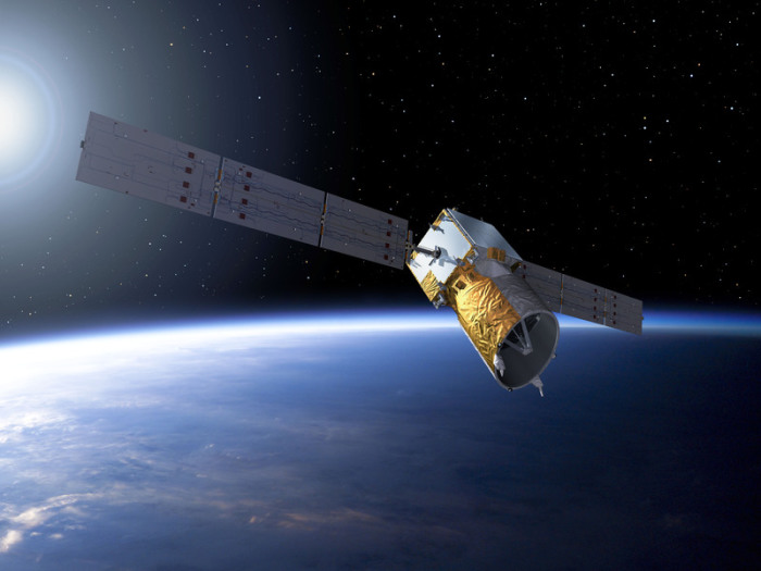 Der Erdforschungssatellit Aeolus. Ein Satellit der europäischen Raumfahrtagentur Esa ist einem «Starlink»-Satelliten des Raumfahrtunternehmens SpaceX ausgewichen. Foto: P. Carril/Esa/dpa