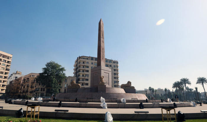 Eine Gesamtansicht des Obelisken in der Mitte des Tahrir-Platzes in Kairo. Foto: epa/Khaled Elfiqi