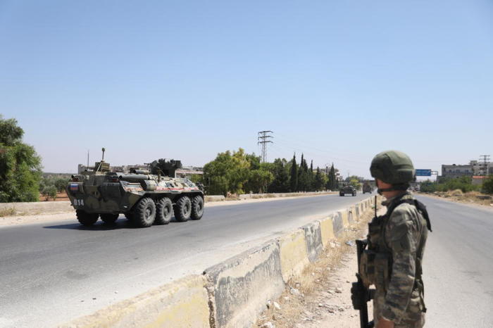 Russisch-türkische Militärpatrouille in Idlib. Foto: epa/Yahya Nemah