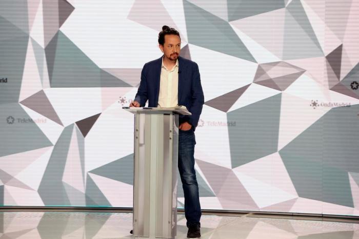 Der regionale Präsidentschaftskandidat von Unidas Podemos, Pablo Iglesias, nimmt an der Wahldebatte in Madrid teil. Foto: epa/Juanjo Martin