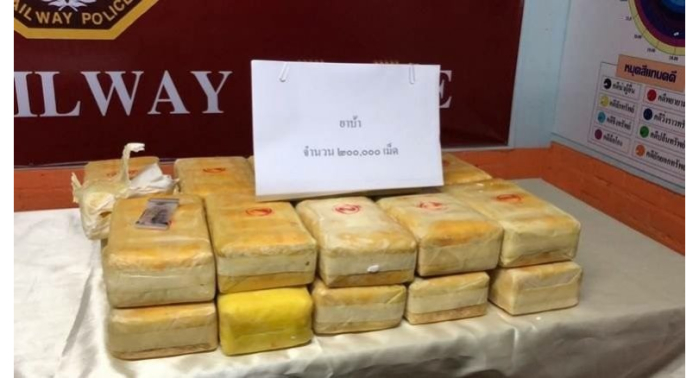 Das beschlagnahmte Rauschgift hat einen Straßenverkaufswert von 24 Millionen Baht. Foto: The Nation