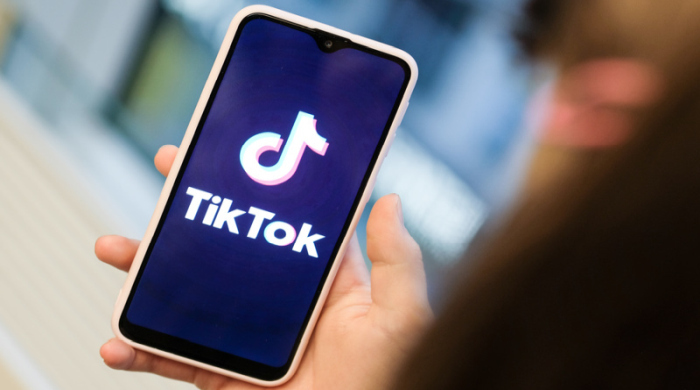 Ein Mädchen hält ihr Smartphone in den Händen, auf dem sie ein Foto der Kurzvideo-App TikTok geöffnet hat. Foto: Jens Kalaene/dpa-Zentralbild/dpa