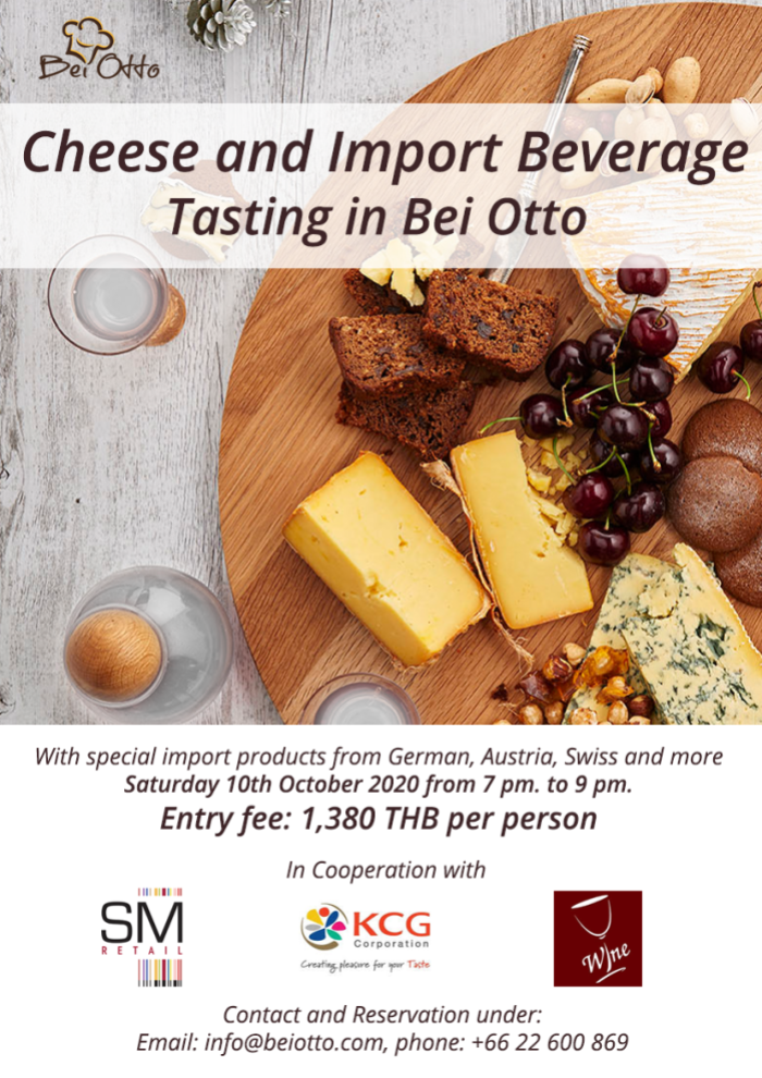 Käse- und Wein-Degustation Bei Otto in Bangkok. Limitierte Teilnehmerzahl – Melden Sie sich gleich heute noch an!