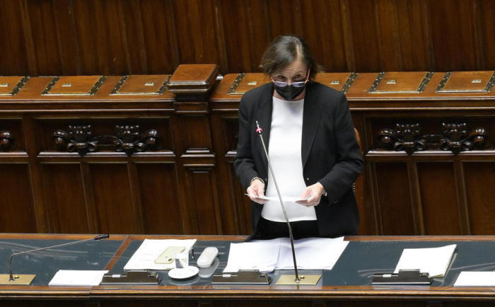 Italienische Innenministerin Luciana Lamorgese während einer Fragestunde im Unterhaus über die Verwaltung. Foto epa/CLAUDIO PERI