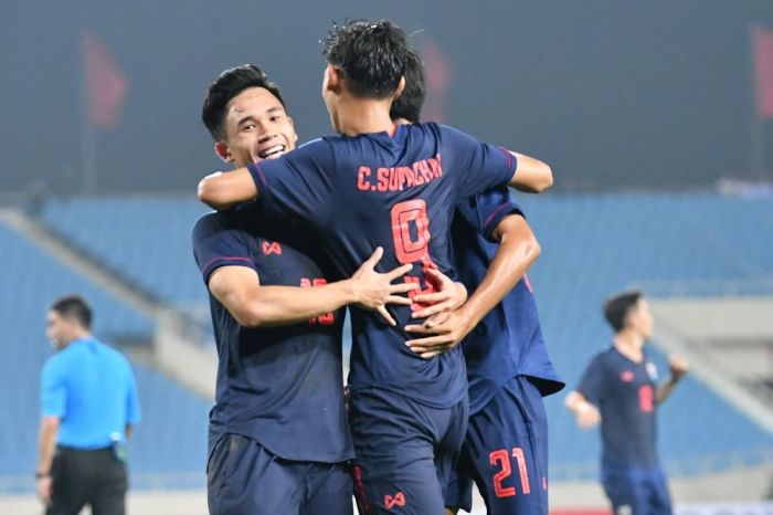 Thailands U23-Spieler feiern ihren Sieg gegen Indonesien. Foto: The Nation