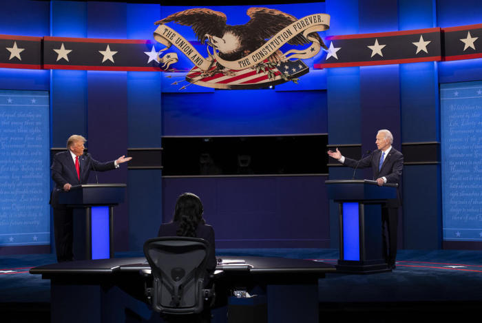 Finale Präsidentschaftsdebatte zwischen US-Präsident Donald J. Trump und dem Kandidaten der Demokraten Joe Biden an der Belmont-Universität. Foto: epa/Shawn Thew
