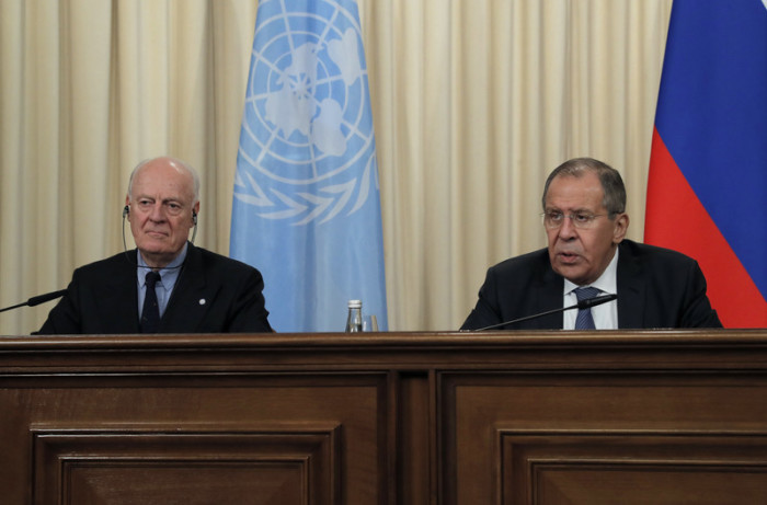  Der UN-Sondergesandte für Syrien, Staffan de Mistura (l.) und Russlands Außenminister Sergei Lawrow. Archivfoto: epa/Sergei Ilnitsky