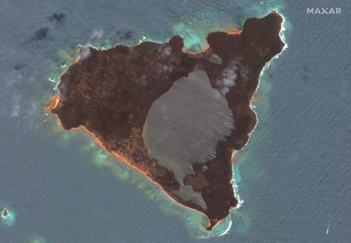 Hunga Tonga-Hunga Ha'apai: Ausbruch des Vulkans im Tonga-Archipel. Foto: epa/Maxar Technologies Handout