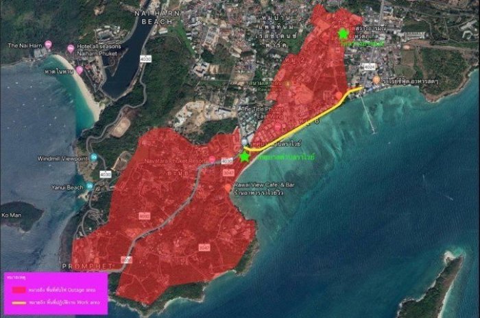 Die in Rot gekennzeichneten Gebiete sind am Freitag vom Stromausfall betroffen. Foto: PEA