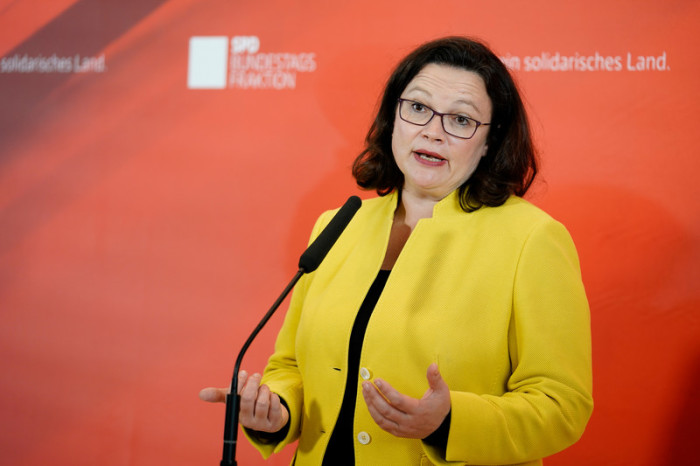 SPD-Chefin Andrea Nahles. Foto: epa/Alexander Becher