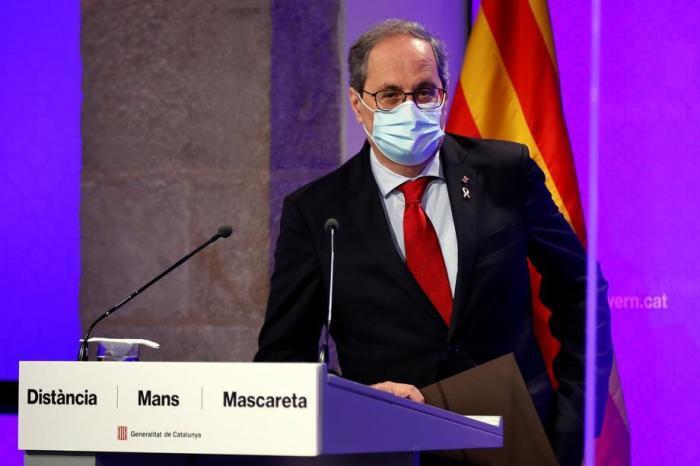 Der Präsident der katalanischen Region, Quim Torra, weigert sich, den Gerichtsbeschluss zur regionalen Abriegelung zu akzeptieren. Foto: epa/Toni Albir