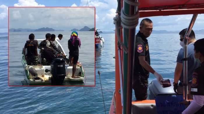 Rettungskräfte von Krabi bereiten sich auf die Bergung der Leiche des unbekanntes Mannes vor. Foto: Khaosod