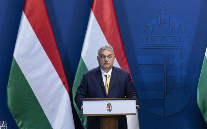 Der ungarische Premierminister Viktor Orban gibt seine jährliche internationale Pressekonferenz in Budapest. Foto: epa/Zsolt Szigetvary