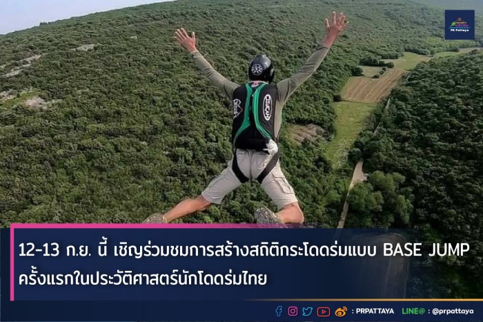 Kurzfristig erreichte die Redaktion die Mitteilung über die Durchführung einer Base-Jumping Show am Pattaya Park Tower in Jomtien am Samstag und Sonntag. Bild: PR Pattaya