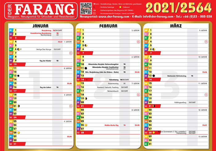 Der FARANG-Kalender 2021 ist ein Dankeschön an unsere treue Leserschaft und bietet Interkulturalität in Bestform.