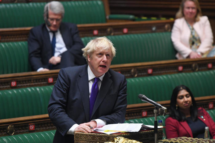 Das Britische Parlament zeigt den britischen Premierminister Boris Johnson während seines Besuchs in der Kammer des Unterhauses in London Foto: epa/Jessica Taylor/uk Parlament